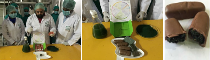 R&D Team of IPRCC displaying IIMSAM Hash Biotech Labs Humanitarian Lifesaver Spirulina Nutrition Bar