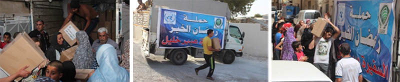 Depict GWA Dr. Abbeer Khalil and the IIMSAM Supply Truck delivering humanitarian food supplies 