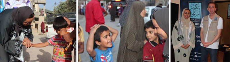 Depict GWA Dr. Abbeer Khalil and the IIMSAM Supply Truck delivering humanitarian food supplies 